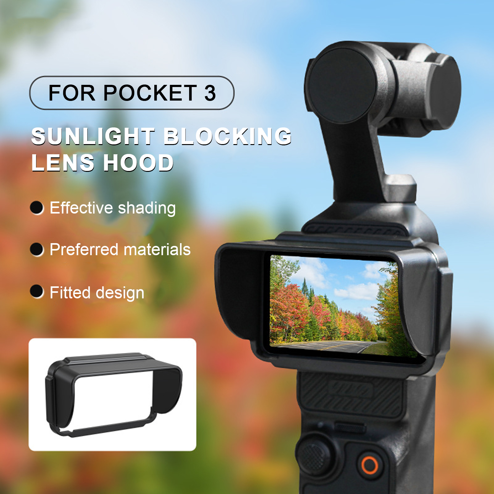 Newmana nắp chụp Loa che nắng chống mài mòn cho máy ảnh ống kính che nắng chống chói cho DJI Osmo bỏ túi 3 khối ánh sáng mặt trời tăng cường khả năng hiển thị chống nước thiết kế chống phản chiếu hoàn hảo cho ngoài trời
