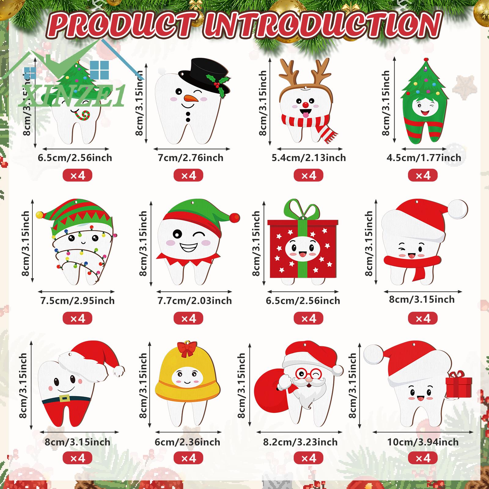 XZ✨✨✨ Giáng Sinh Trang Trí Bằng Gỗ Nha Sĩ Răng Treo Vui Xmas Trang Trí Nội Thất Cho Cây Giáng Sinh Nha Sĩ Quà Tặng Hygienist Bệnh Viện Quà Tặng Đảng
