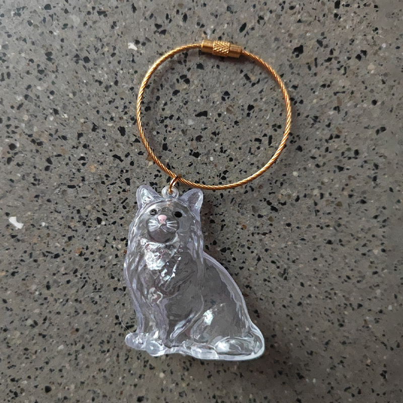 PICOK Phim Hoạt Hình Mèo Hình Dạng Con Chó Mèo Tóc Lưu Trữ Hộp Tóc Trong Suốt Chải Chuốt Pet Tóc Keychain DIY Handmade Keyring Mặt Dây Chuyền Ba Lô - 5