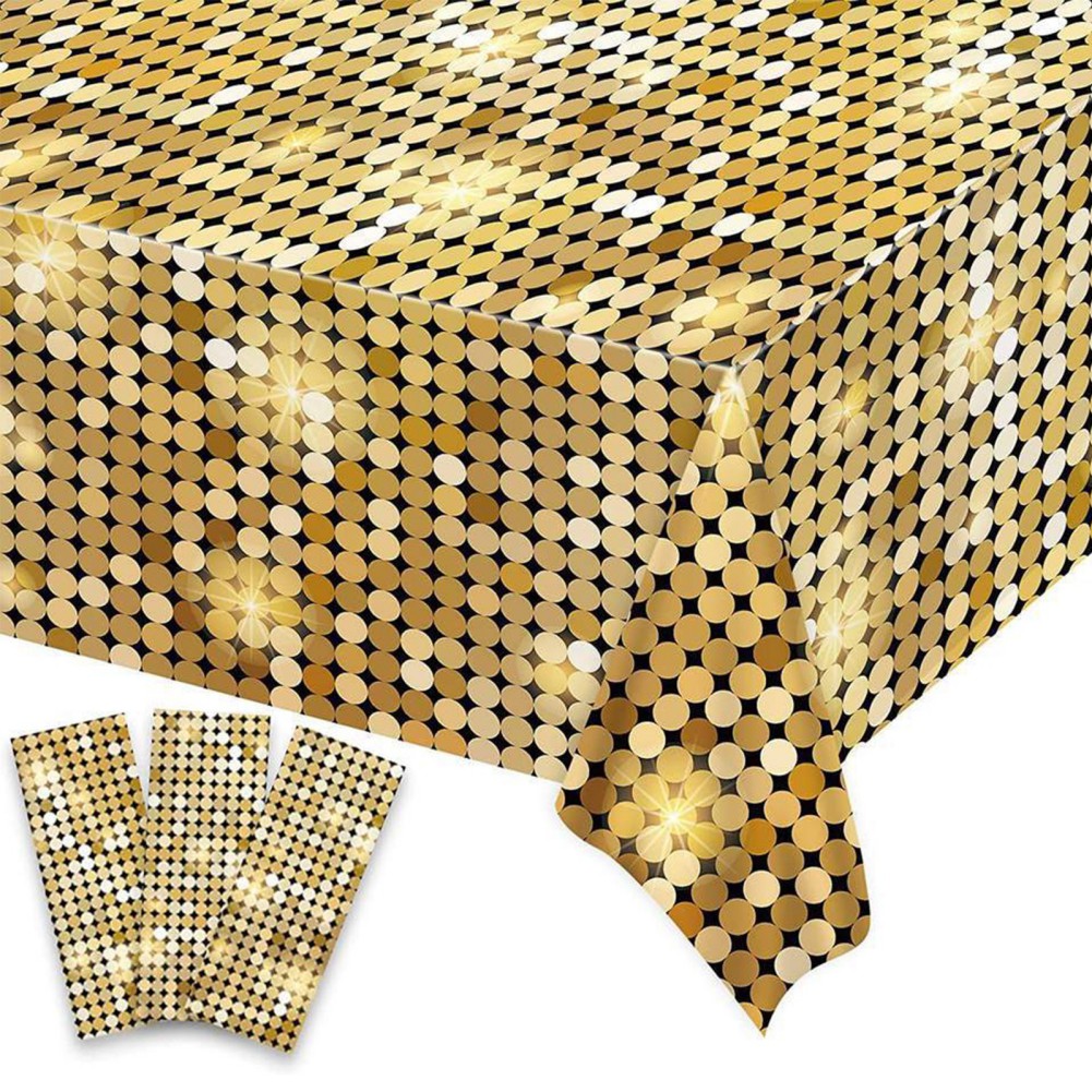 Golden Color Tablecloths For Party Wedding Valentine's D Camping BBQ Picnic Unique Shining Table Cloth Easily Cleaning Oil-proof ราคา 392 บาท*ส่งฟรี