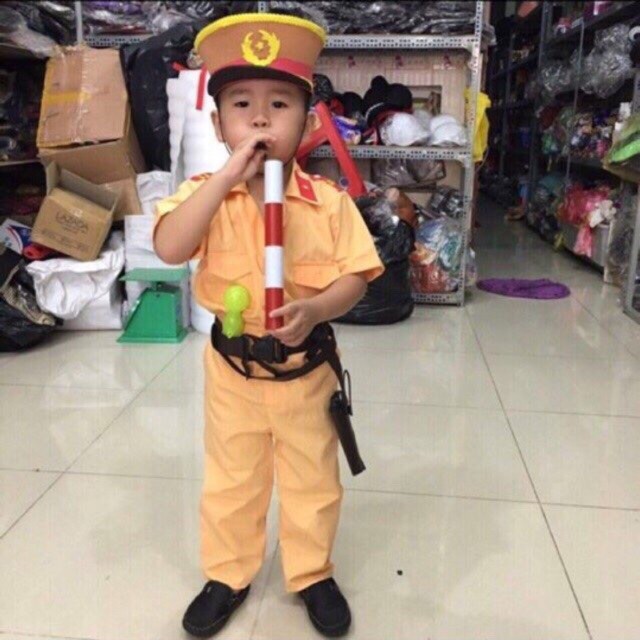 Set quần áo cảnh sáϯ giao thông trẻ em công an trẻ em từ 1 tuổi đến 12 tuổi có phụ kiện và không có phụ kiện