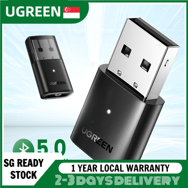 UGREEN Bluetooth Mini USB Bluetooth Receiver BT5.0 Wireless Bluetooth Dongle CRS Audio Receiver Compatible with Windows PC Cellphone Speaker PS5 /XBOX ONE S Handle Singapore