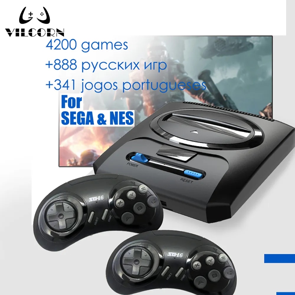 Vilconn Video Vintage Dendy Sega Everdrive Mega Drive HD TV Classic Game Supports Nes Genesis for Two Players