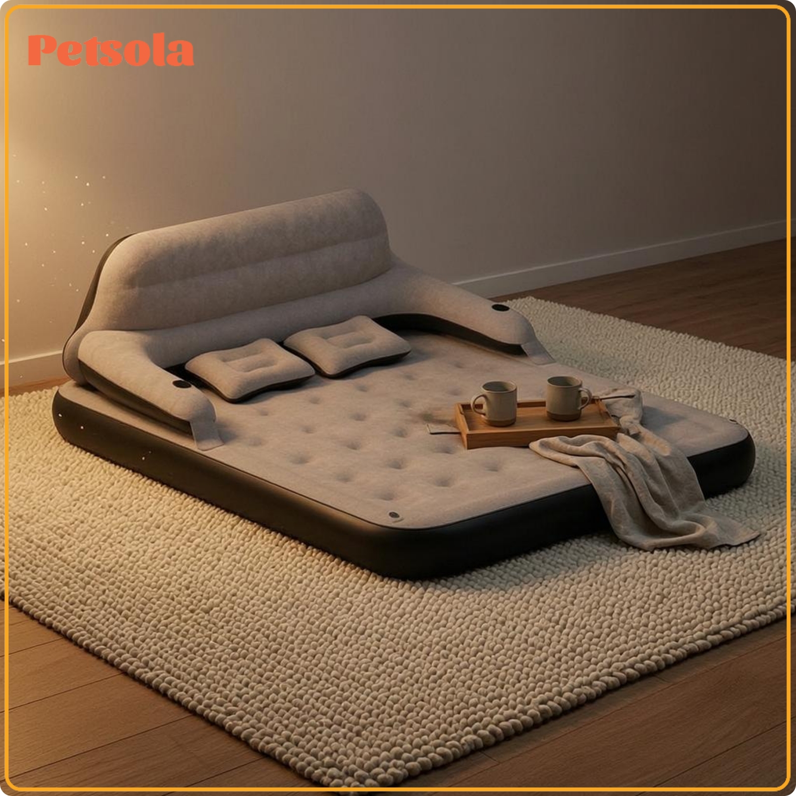 petsola 2-in-1 Design Inflatable Couch Bed Back Support Inflatable Sofa Bed Indoor Outdoor Inflate Couch with Headboard ราคา 10,957 บาท*ส่งฟรี