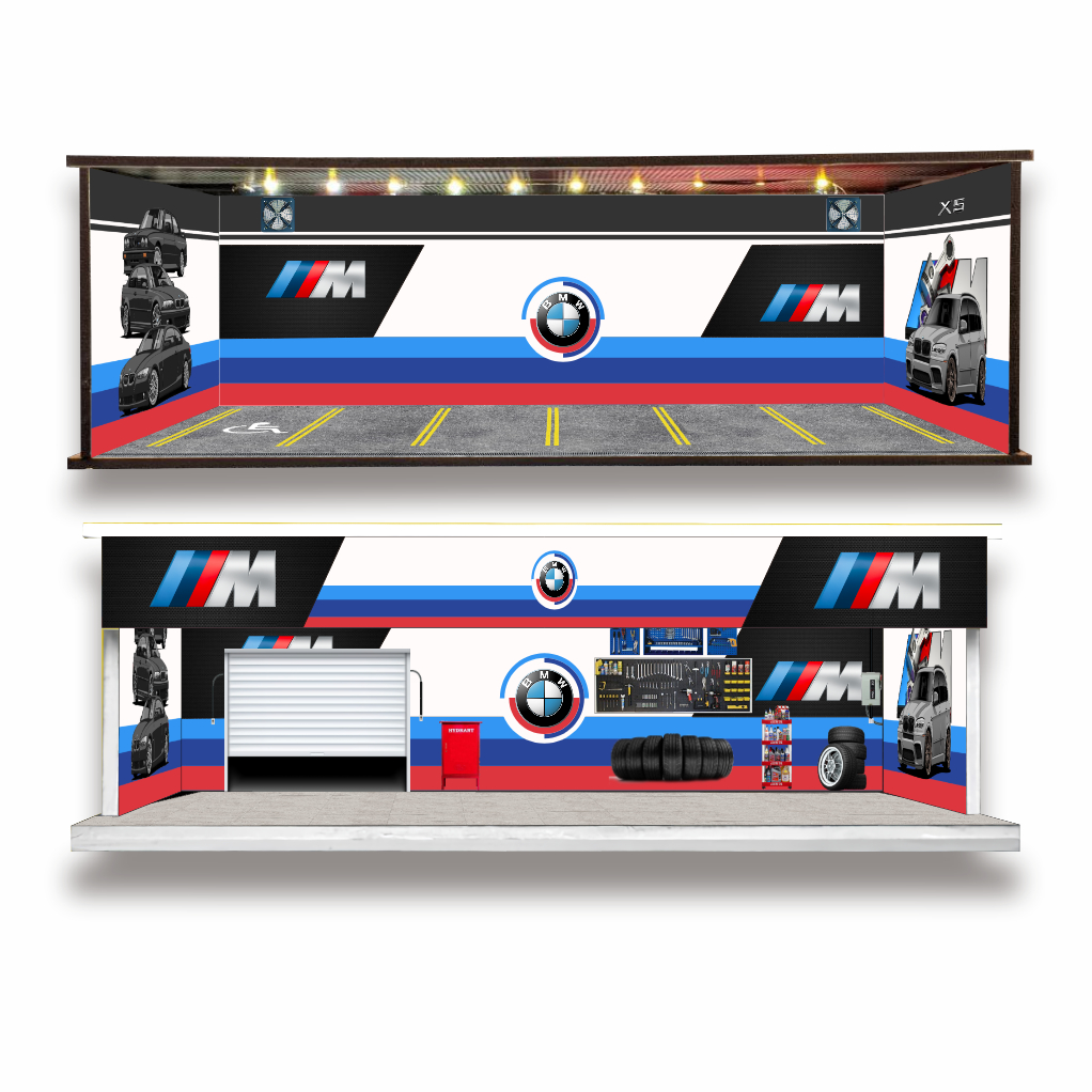 KRMK GARAGE DIORAMA Garasi 1/64 GARAGE BMW WITH LED Harga 300,000 rupiah*Gratis Ongkir