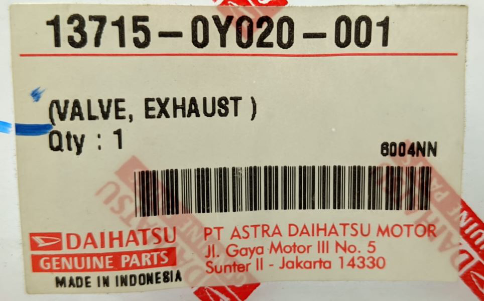 Klep Minyak Daihatsu Terios / Sigra/ Xenia 13715-0Y020-001 Harga 91,800 rupiah*Gratis Ongkir