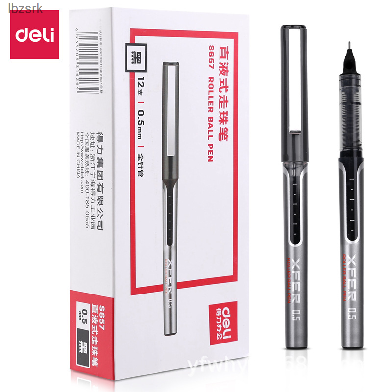 Deli S657 Thẳng Lỏng bút bi trung tính bút ký Đen Đầy Đủ Kim bút nước 0.5Mm Bút ngòi nước Viết Lbzsrk