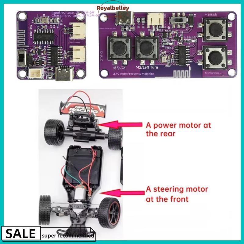 【ROYALBELLEY】 1 bộ tự làm đồ chơi xe ô tô THUYỀN Robot 2.4G 4 8 kênh điều khiển từ xa Kit với Type-C sạc dài phạm vi lên đến 200 100 mét ổn định kết nối