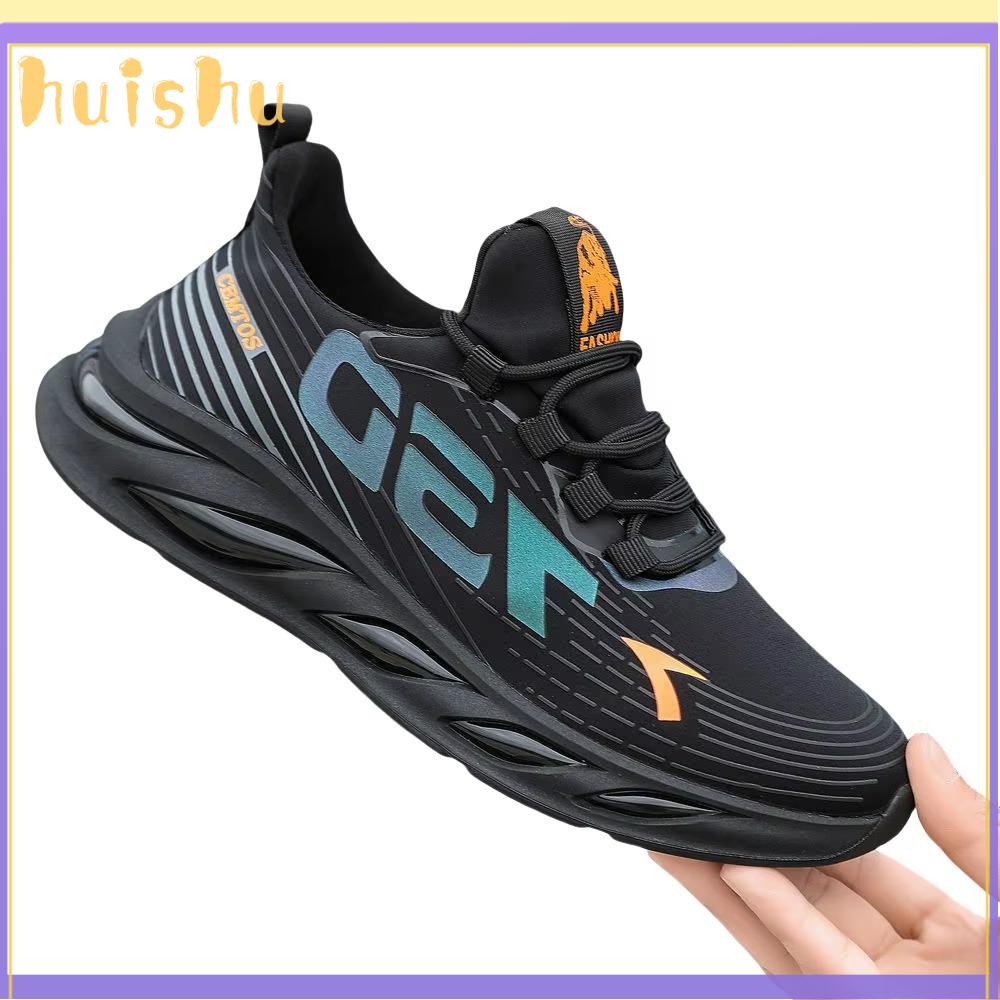 HUISHU Chống trượt Giày sneaker nam thường ngày Chống mài mòn Thoáng khí Giày chạy bộ  Thắt Dây Giày thể thao Dành cho Xuân Thu
