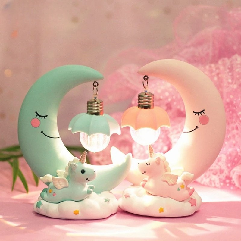 Đèn ngủ led hình kỳ lân dễ thương dùng trang trí làm quà tặng sinh nhật cho bé gái