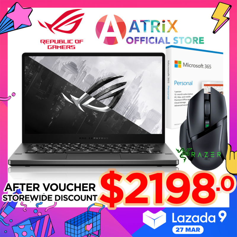 【Same Day Delivery】ROG Zephyrus G14 GA401 | 1.7Kg | Ryzen7 4800HS (8cores, 16threads,4.2Ghz) | GTX1650Ti DDR6 | 14inch FHD 120hz | 16GB RAM | 1TB PCIE SSD | Win 10 Home | 2Ys ASUS Warranty | 玩家国度 幻14 | GA401II-GTX1650Ti