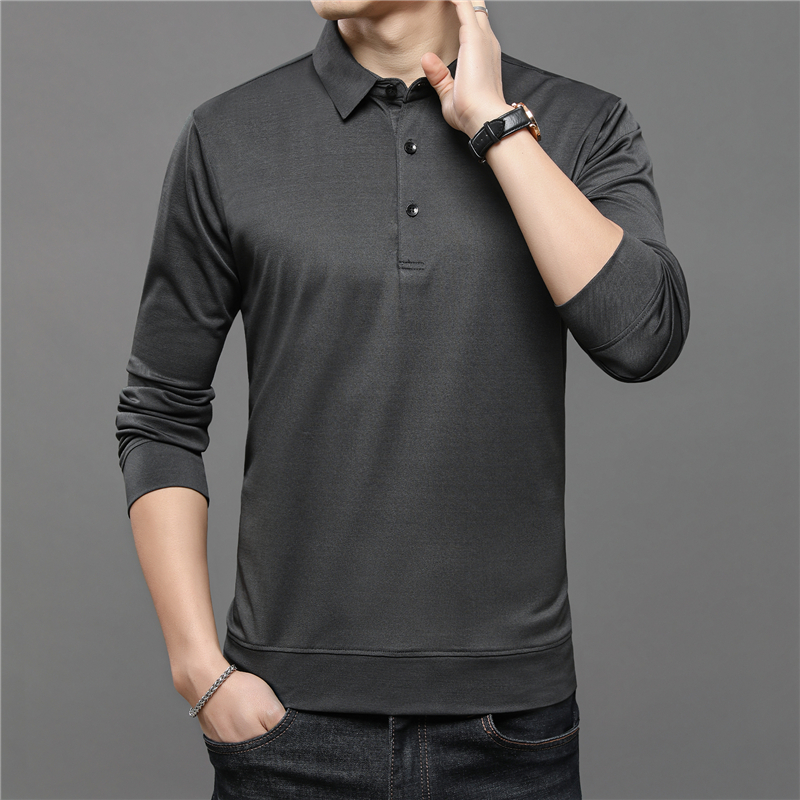 Men Long Sleeve Polo Collar T Shirt 