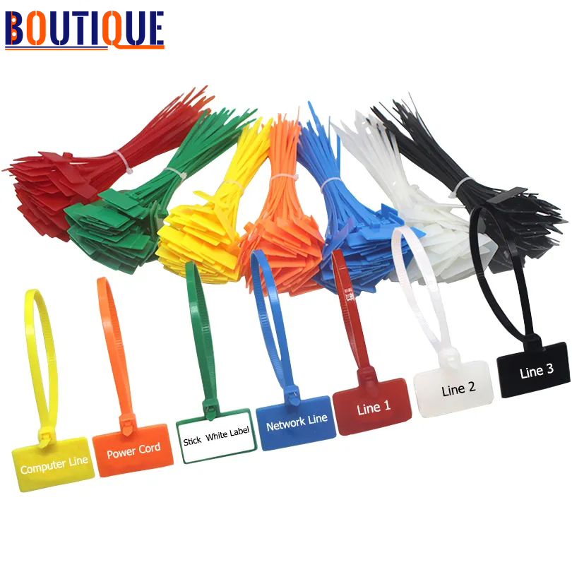 100pcs 1.9*11cm Dây buộc cáp bằng ni lông với nhãn thẻ nhựa quan hệ vòng lặp đánh dấu tự khóa dây rút nhựa