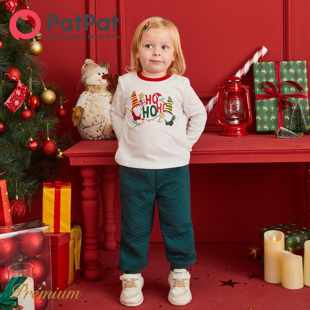 PatPat 2pcs Baby Girl/Boy Christmas Childlike Style Set