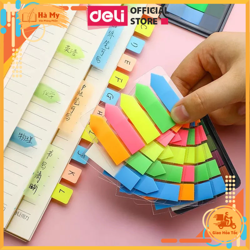  Giấy Note Ghi Chú Đánh Dấu Trang Deli EA10602 Dạng Dài Nhiều Màu 