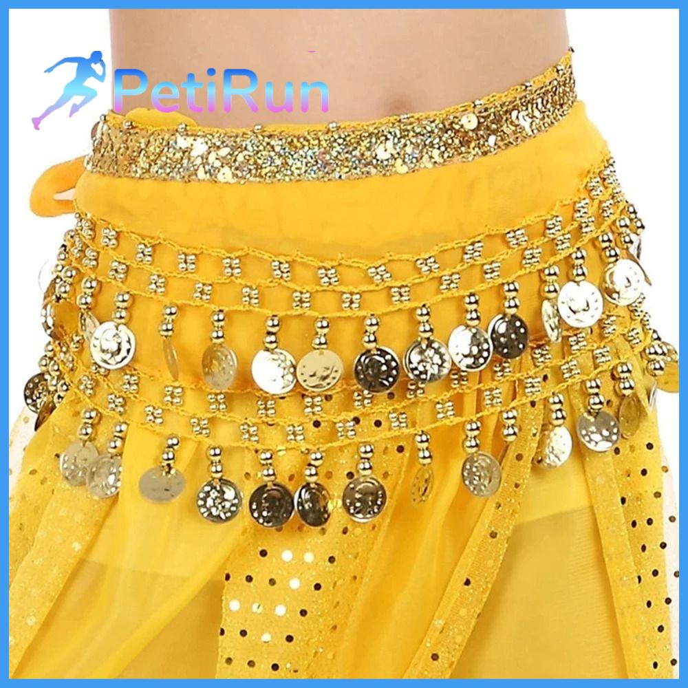 PETIRUN Trẻ em Dây đeo thắt lưng tiền xu  loại Thời trang Voan Khăn choàng hông  Múa bụng trẻ em Dây đeo thắt lưng dacning