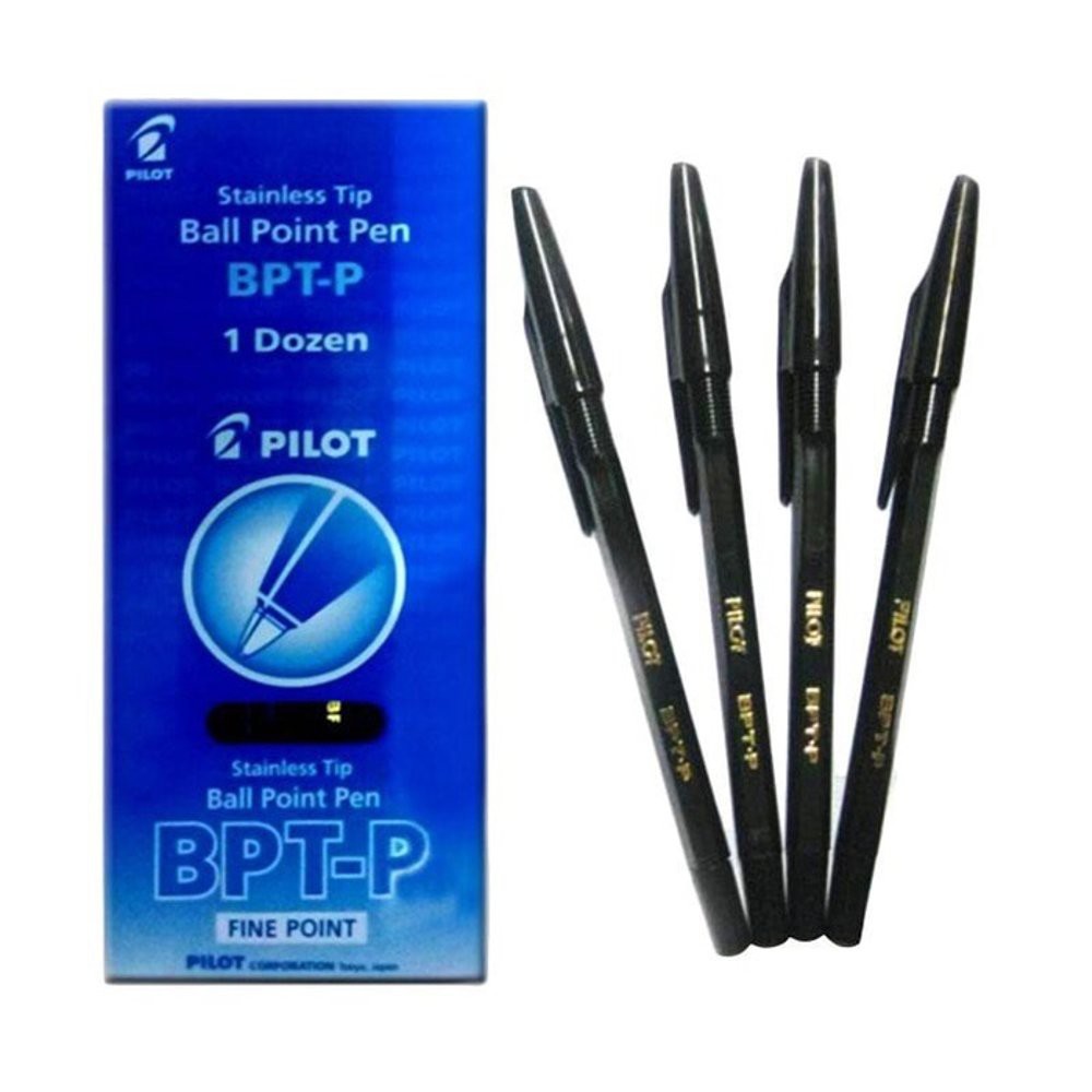 PILOT Ballpoint BPT-P tinta HITAM - 12 Pulpen [1 Pack]
