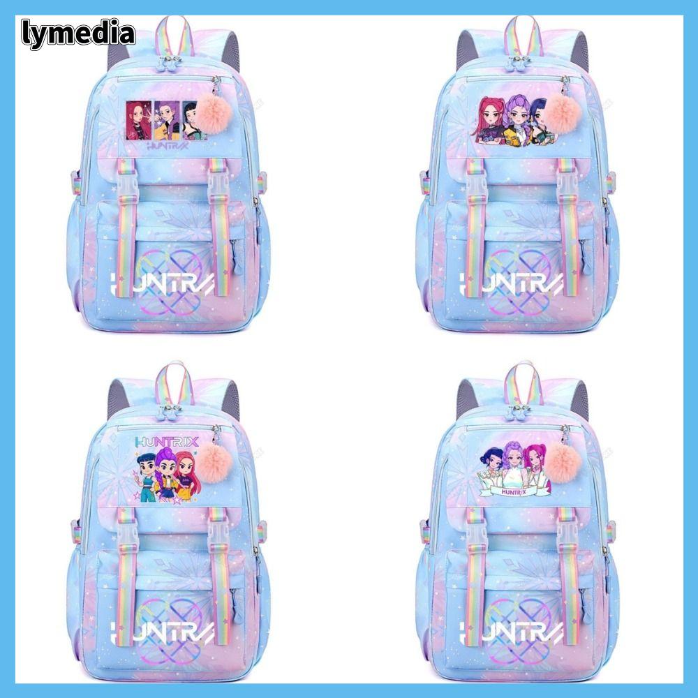 LYMEDIA Phim hoạt hình Ba lô KPop Thoáng khí Dung lượng lớn Ba lô anime Dễ thương Nhẹ Túi sách Sử dụng trong trường học