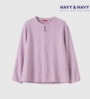 FOS x NAVY & NAVY WOMENS | MINIMAL RELAXED FIT MANDARIN COLLAR LONG SLEEVE BLOUSE