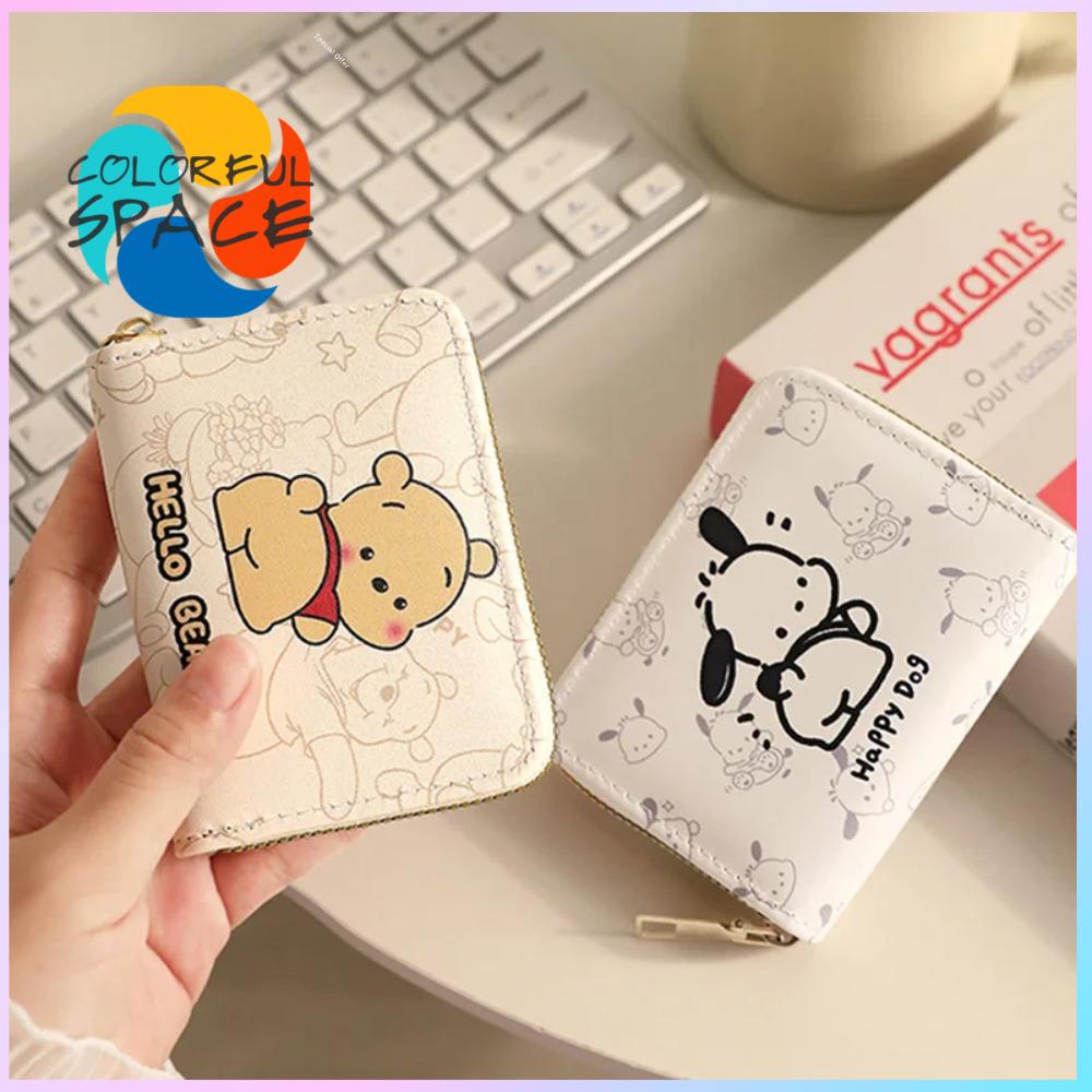 COLORFUL SPACE Hoạt hình Túi đựng thẻ Dây Sanrio pochacco Ví nữ Sức chứa lớn Ví đựng thẻ Sinh viên