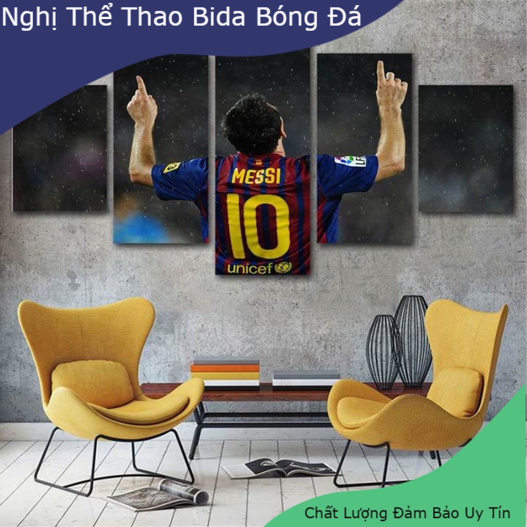 Tranh treo tường phòng khách bóng đá Messi Barca - Tranh cầu thủ bóng đá treo tường phong thủy hiện đại khổ lớn - Nghị Thể Thao Bóng Đá Bida