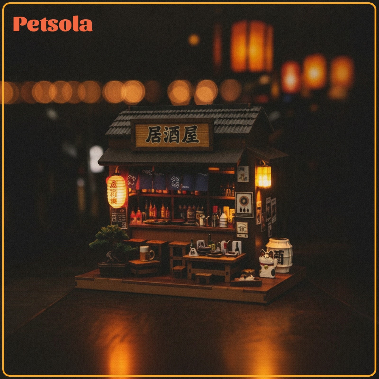petsola Tavern-Themed Japanese Izakaya Scene 3D Miniature Izakaya Model Relaxing DIY Wooden Miniature House Cozy for Crafters, Hobbyists, Bookshelf ราคา 6,310 บาท*ส่งฟรี
