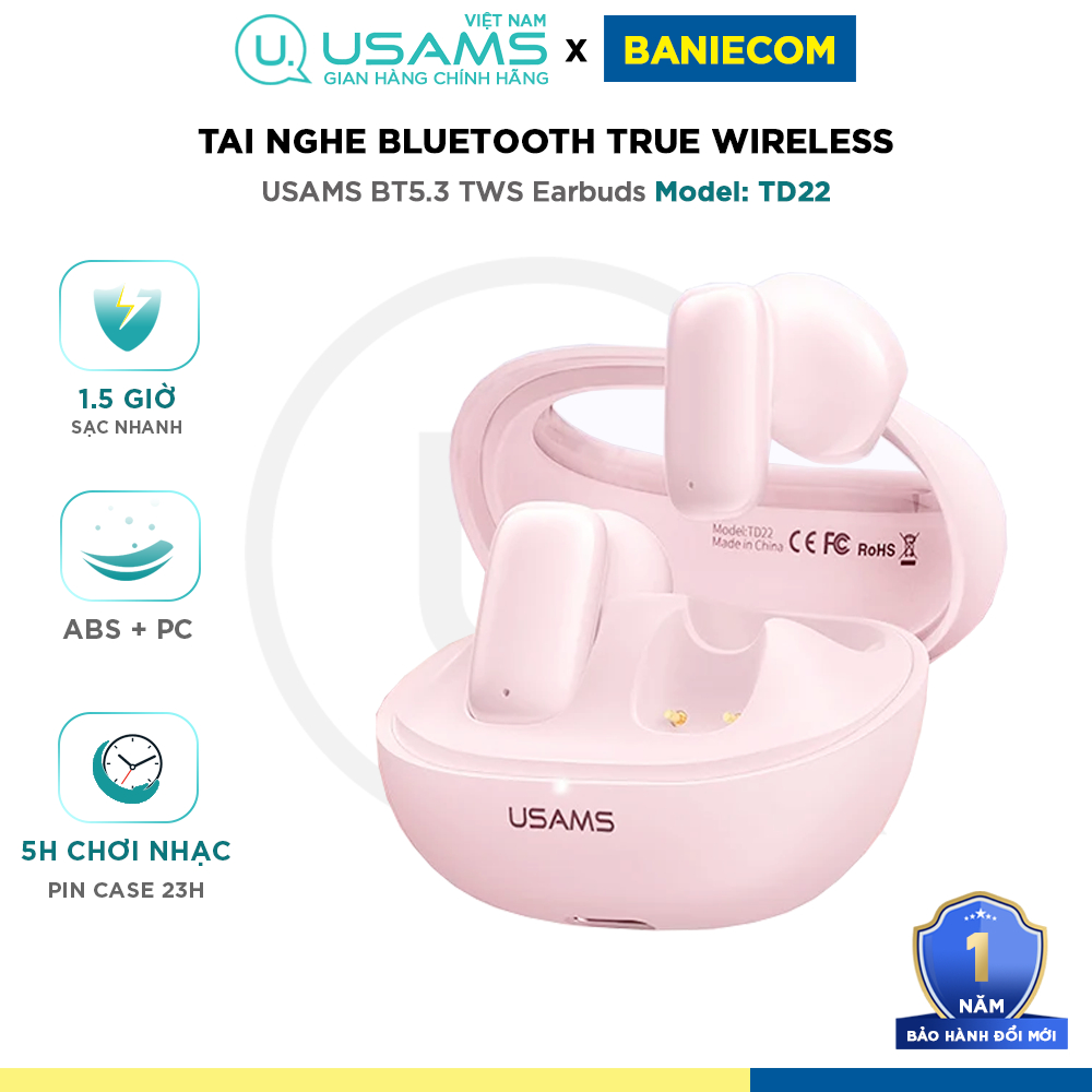 Tai nghe không dây Usams TD22 TWS Bluetooth 5.3 có Mic Tai nghe không dây Mini