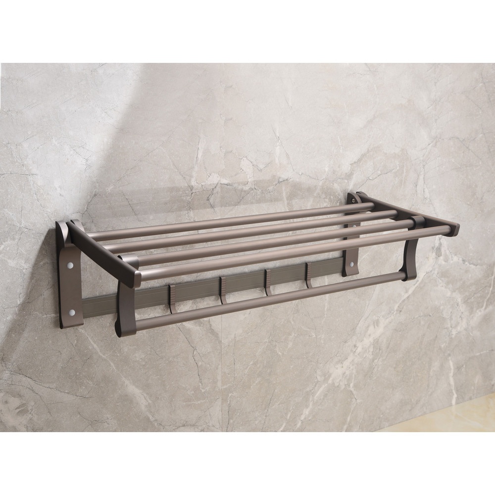 Global House Verno ชั้นวางผ้าพร้อมราวและขอแขวนอลูมิเนียม รุ่น Gracer-01 ขนาด 59.5x23.8x16.5ซม. สีเทา รับประกันของเเท้! ราคา 1,190 บาท*ส่งฟรี