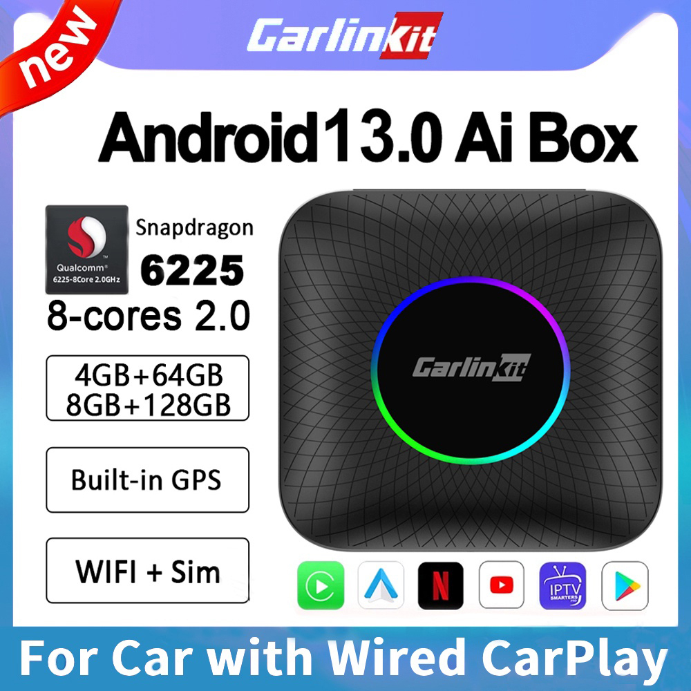 Carlinkit CarPlay Ai Box Plus Android 13 8+128GB QCM 8-Core 6225 Wireless CarPlay Android Auto YouTube Netflix IPTV 4G LTE ราคา 3,850 บาท*ส่งฟรี