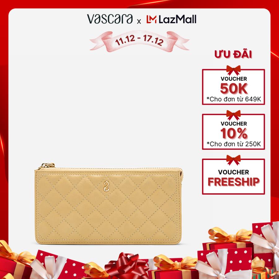 [Voucher 10% | 12.12] Vascara Ví Cầm Tay Caro Chần Bông Quai Dây Phối Xích - WAL 0262