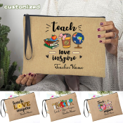 Personalized Teacher's Day Clutch Cosmetic Bag - Happy Teacher Gifts