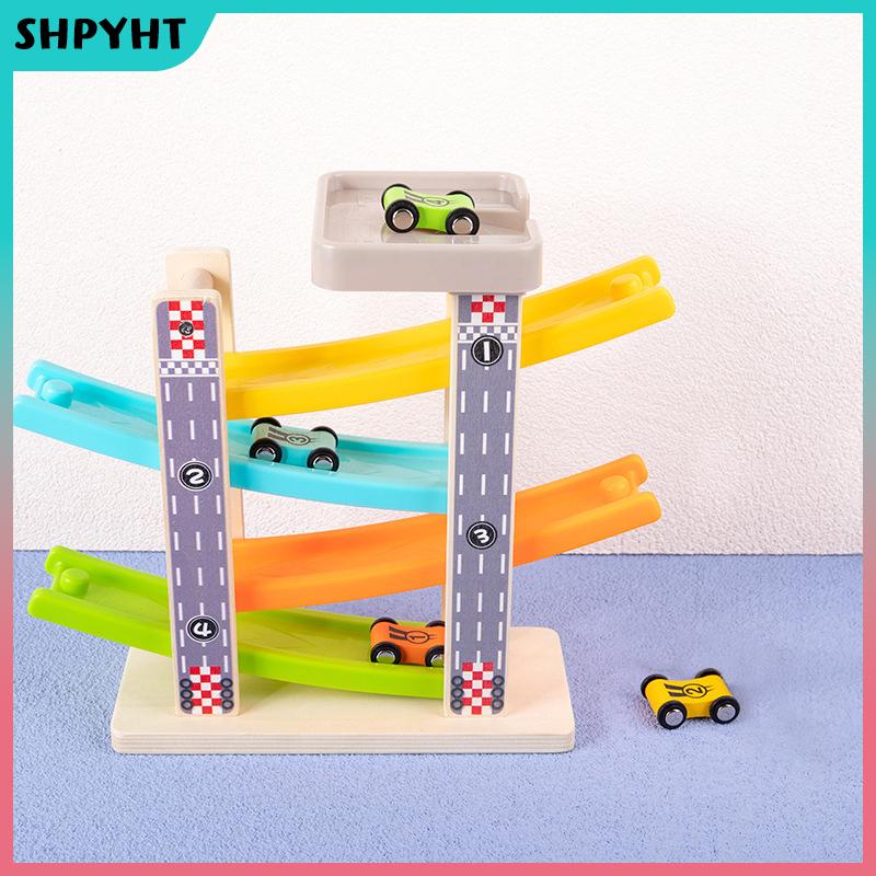 SHPYHT 4pcs trẻ em scooter thu nhỏ theo dõi trượt đua quán tính kéo trở lại xe đồ chơi