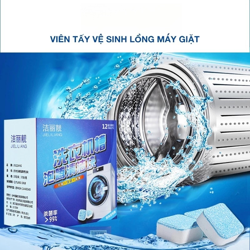 BLIVO Viên Tẩy Lồng Máy Giặt Cửa Trên Cửa Ngang, Viên Vệ Sinh Lồng Giặt Tẩy Cặn Bẩn Diệt Khuẩn An Toàn