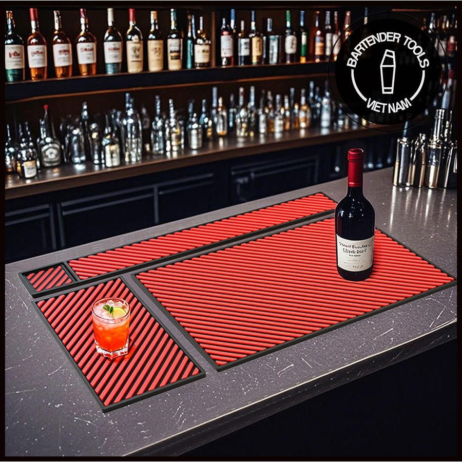 Thảm cao su lót quầy bar [ SỌC ĐỎ ] - Rubber Bar Mat