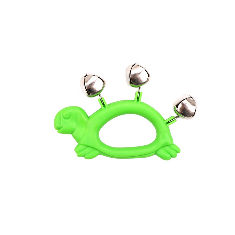 Turtle Shape Hand Bells Handheld Tambourine with 6 Jingle Metal Bells for Kid Toy Musical Instrument