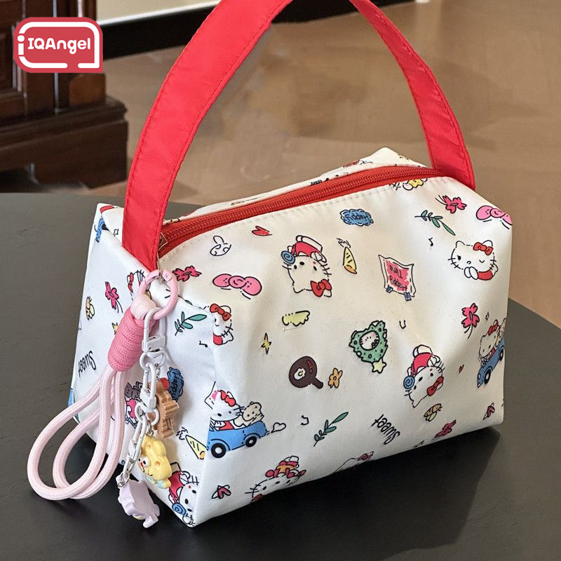 Túi đựng đồ sức chứa lớn in hình Hello Kitty dễ thương Túi đựng mỹ phẩm nữ IQAngel