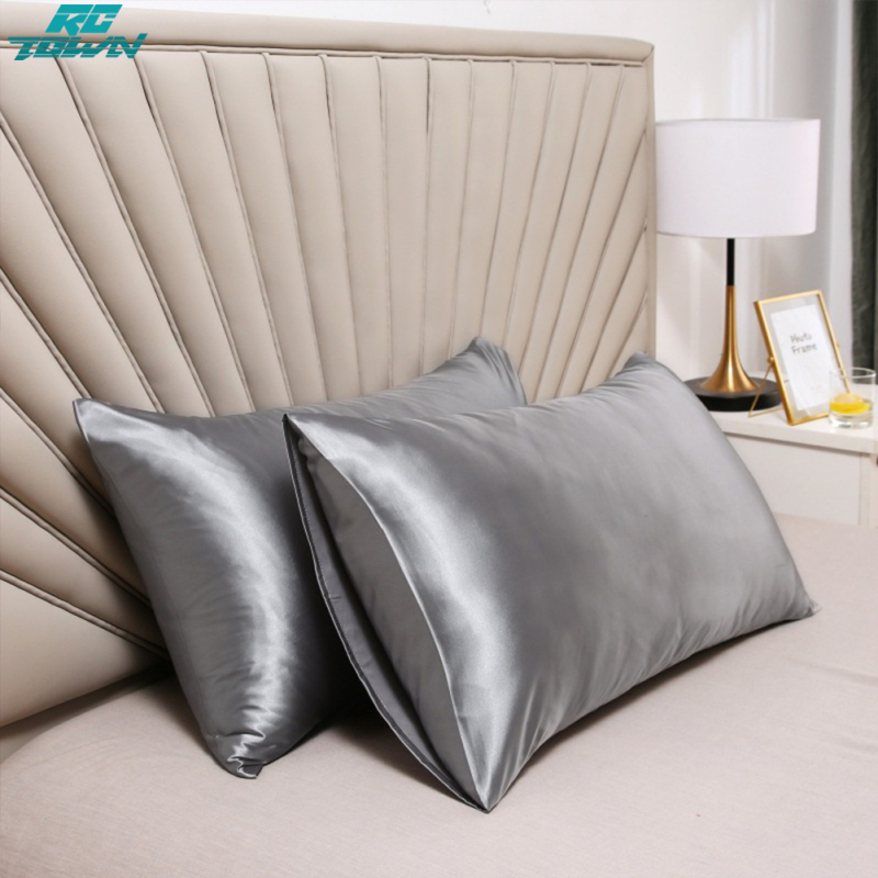 2pcs Pillowcase, Artificial Silk Soft Breathable Skin-friendly Solid Color Cushion Cover With Envelope Closure Hidden Zipper, Satin Pillow Case For Hair Skin 51x66cm ราคา 139 บาท*ส่งฟรี