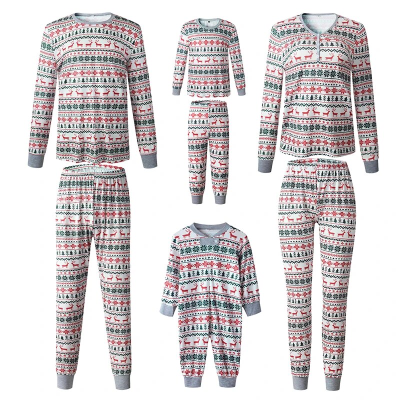 Christmas Family Matching Pajamas Set Moose Printed Adult Kids