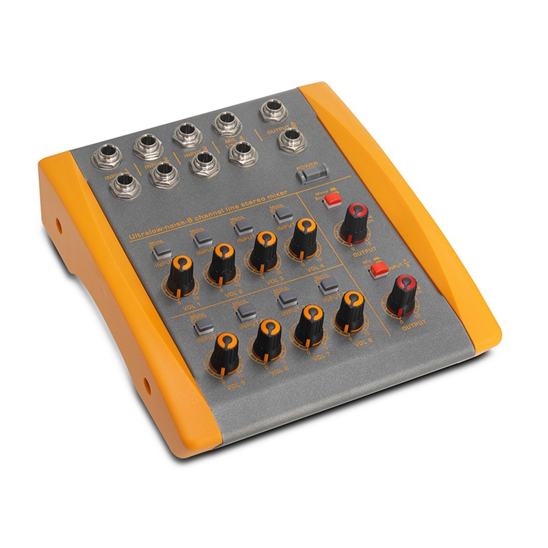 8-Channel Audio Mixer, DC 5V,Low-Noise Stereo Mono Switching, for Small Clubs or Bars, As Guitars, Bass, Keyboard