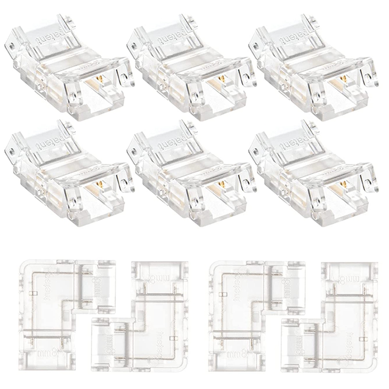 10Piece 2 Pin 8Mm Cob LED Connector Kit Parts Accessories for 8Mm Cob LED Strip Lights