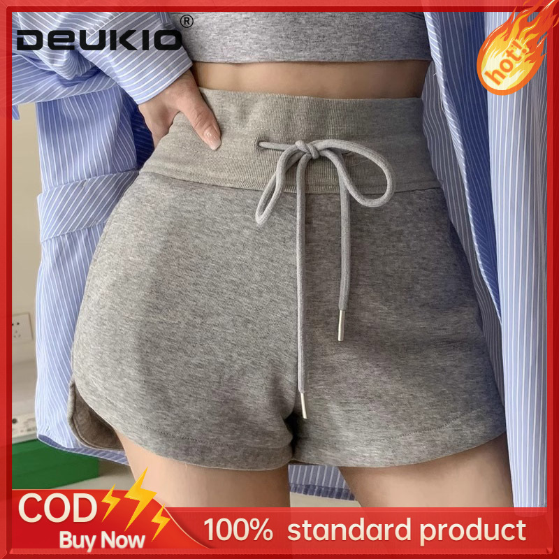 DEUKIO Pure cotton sports pants, gray sports shorts, women's outdoor sports casual pants