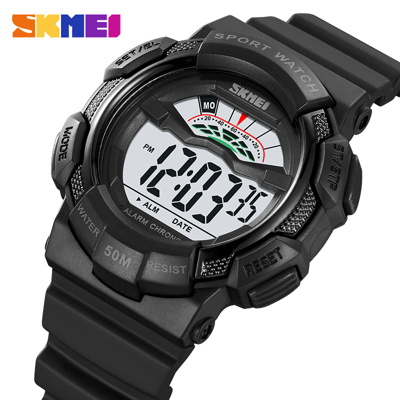 Đồng hồ Skmei cho người đàn ông hiển thị bằng đèn LED đồng hồ thể thao điện tử nam thường ngày Chrono kỹ thuật số đếm ngược Đồng hồ đeo tay không thấm nước 2153