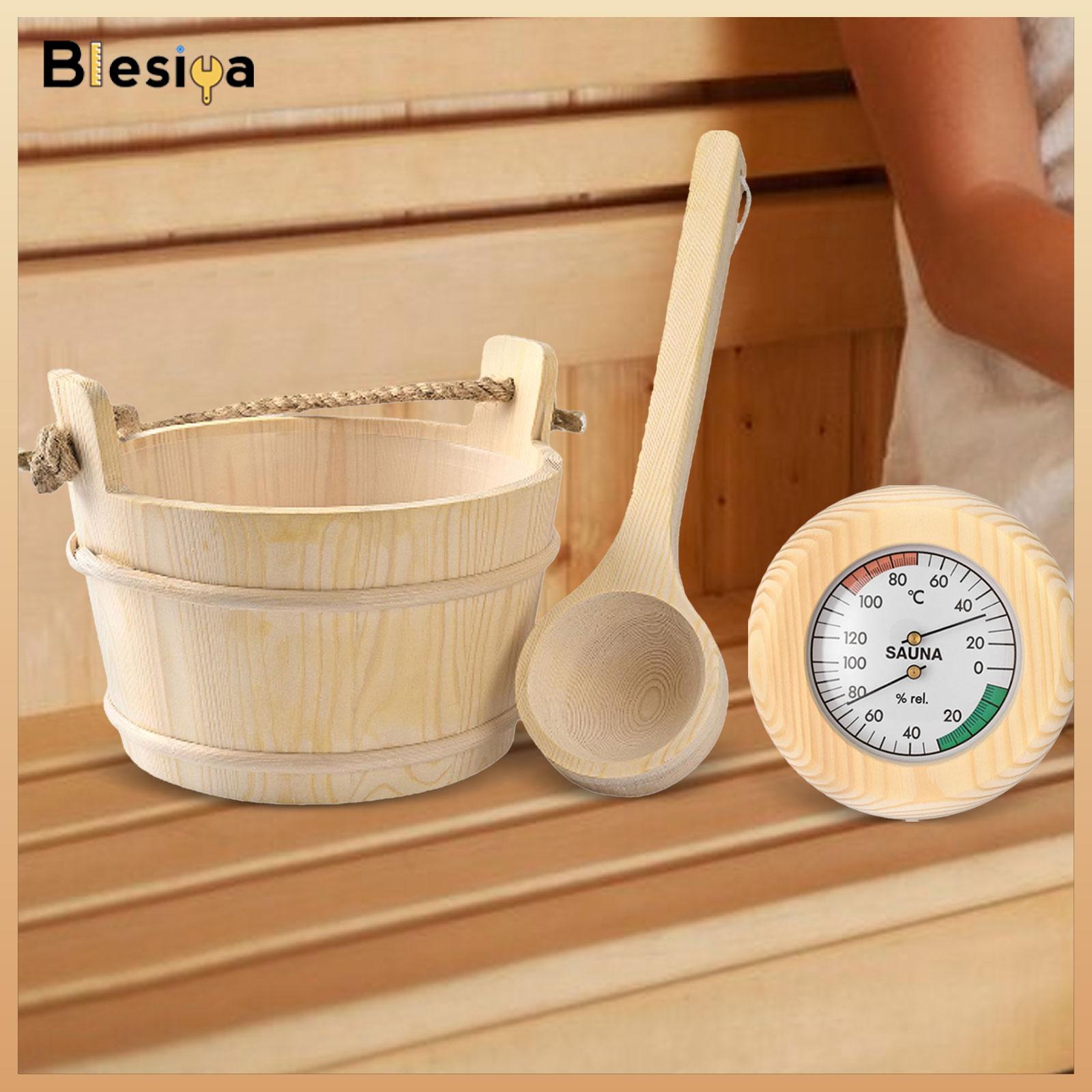 Wooden Sauna Bucket and Ladle Bath Accessories Thermometer Traditional Sauna Barrel for Home SPA Bath Sauna Room Hotel ราคา 38,615 บาท*ส่งฟรี