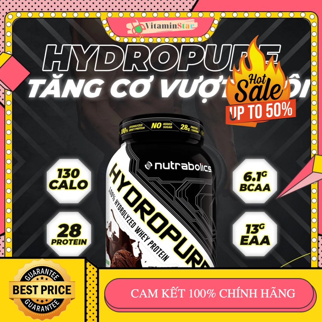 Sữa Tăng Cơ 100% Hydrolyzed Whey Protein Cao Cấp Nutrabolics HYDROPURE 4.5lbs