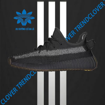 originals YEEZY Boost V2  "Cinder Reflectivein  Giày tăng chiều cao phản quang 3M màu đen Giày chạy bộ thoáng khí cho nữ
