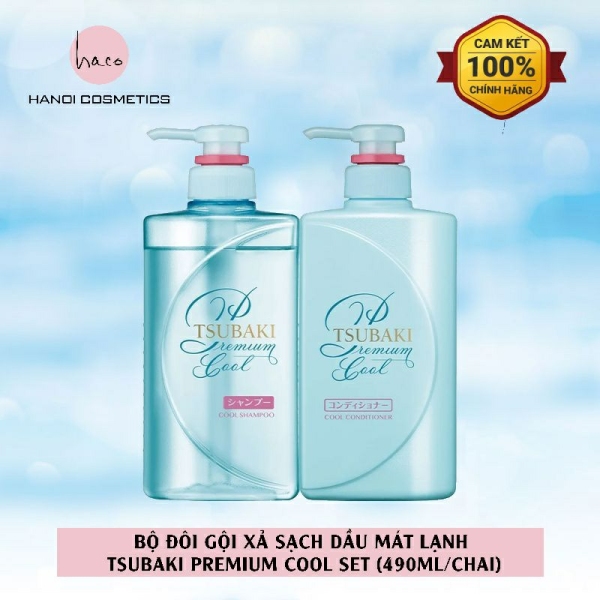 Bộ đôi gội xả Sạch Dầu Mát Lạnh Tsubaki Premium Cool Set 490ml/chai giá rẻ