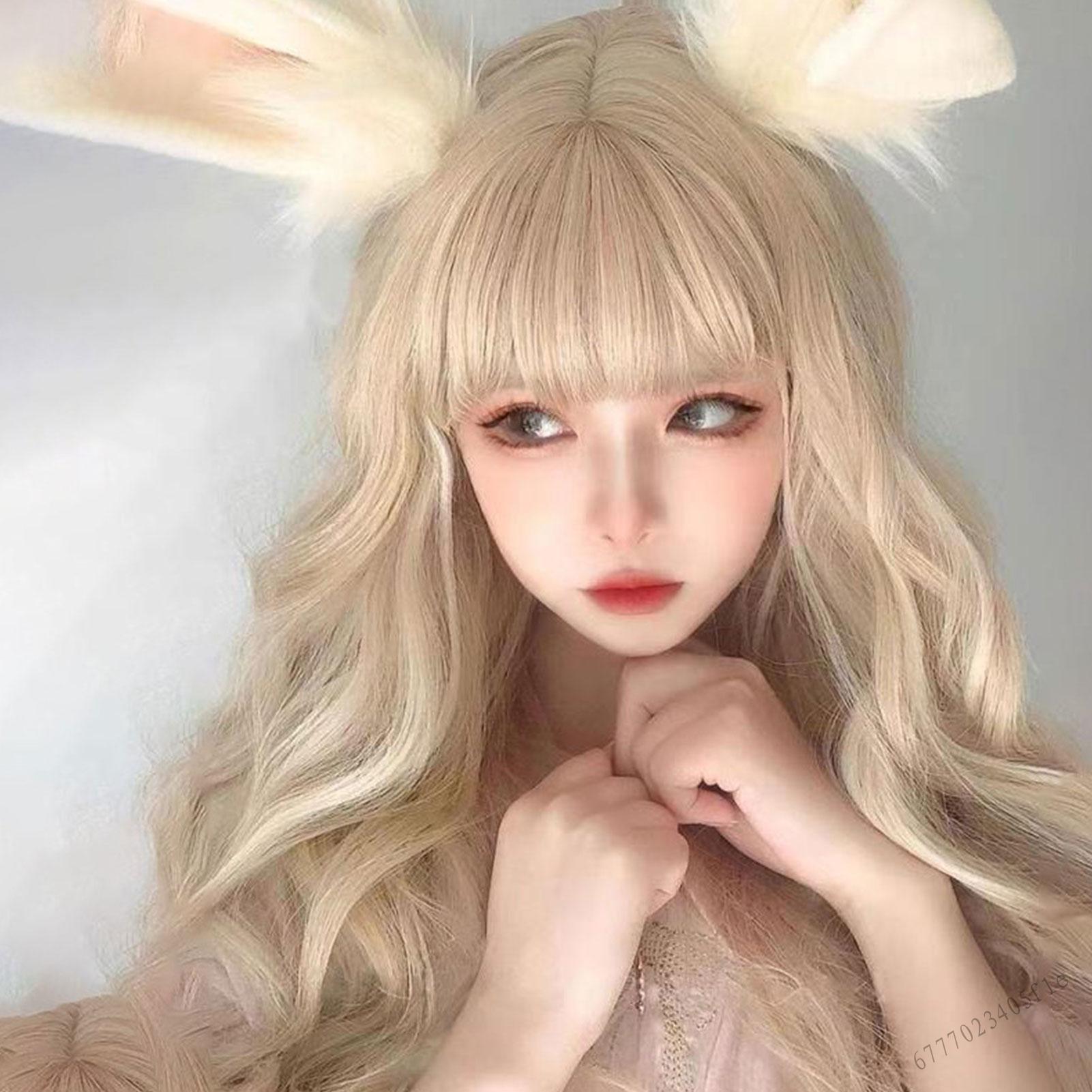 White Women Synthetic Wig Invisible Long Wavy Wig Piece for Beauty Women Party Cosplay HH-VN