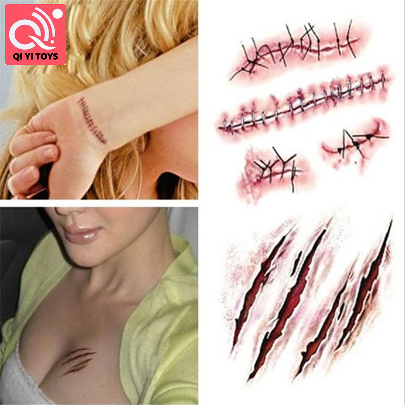 Glowsol Kinh Dị Thực Tế Giả Máu Vết Thương Khâu Vết Sẹo Không Thấm Nước hình xăm tạm thời Sticker Cơ Thể nhãn dính nghệ thuật hóa trang Halloween Prank Trang Điểm Đạo Cụ Rc2251 10.56Cm