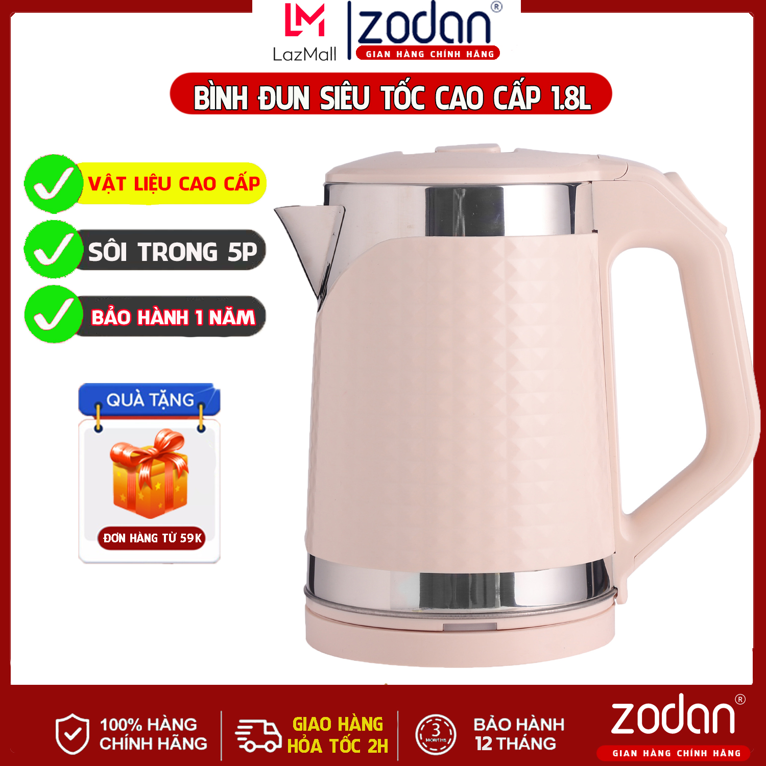 Ấm đun siêu tốc, bình đun nước siêu tốc 2.5l - bảo hành 1 năm