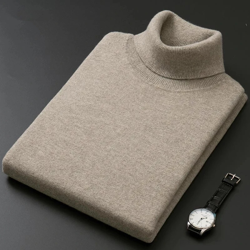 Cashmere cotton pha trộn cổ điển cao cổ người Đàn ông áo len 2023 mùa thu mùa đông ấm áp Jumper ropa Hombre kéo Homme dệt kim áo thun